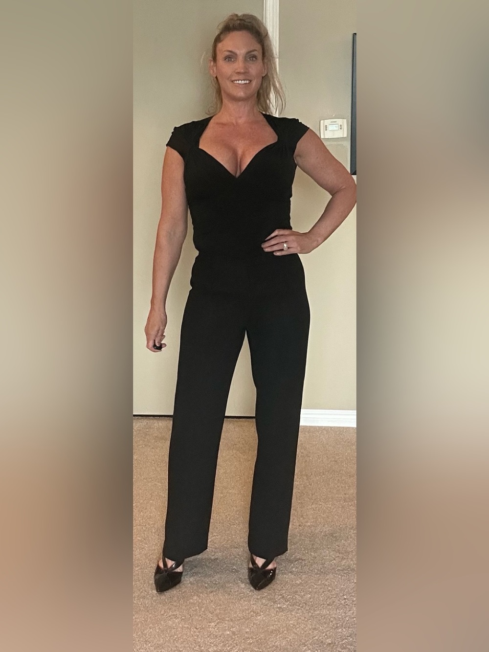 DECO black front pleat dart trouser dress pants 🇨🇦